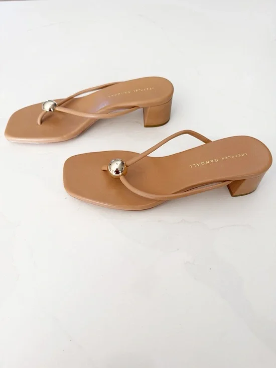 Loeffler Randall Odessa Leather Sandals in Dune Sz 7 - Picture 5 of 7